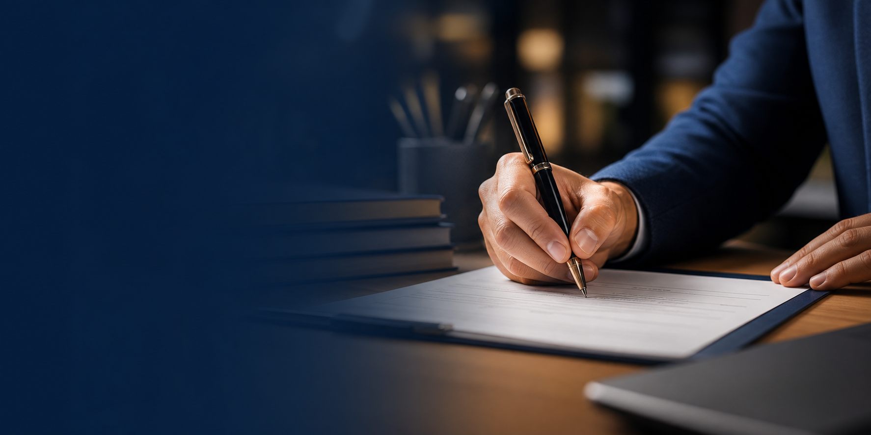 Adult learner completing guided correspondence coursework
