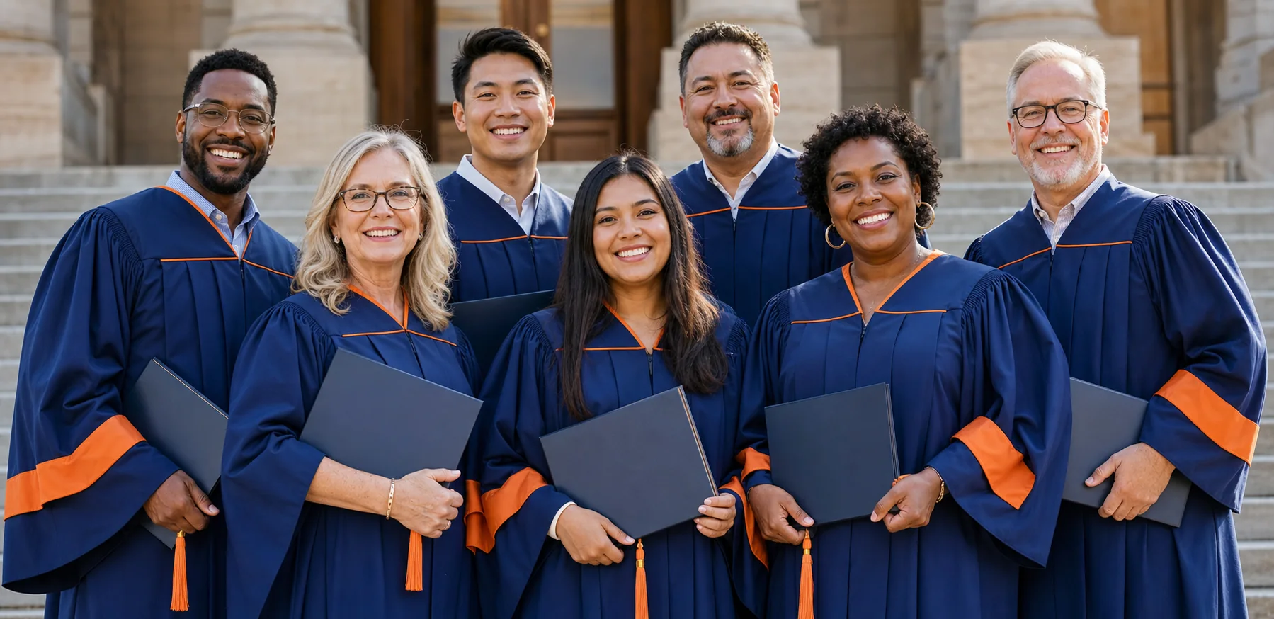 Younger and mature Juliana King University graduates celebrating together